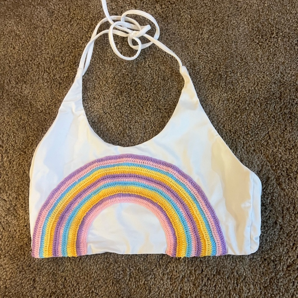 Woman’s Lolli rainbow crochet swim top